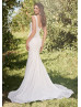 Ivory Geometric Lace V Back Wedding Dress